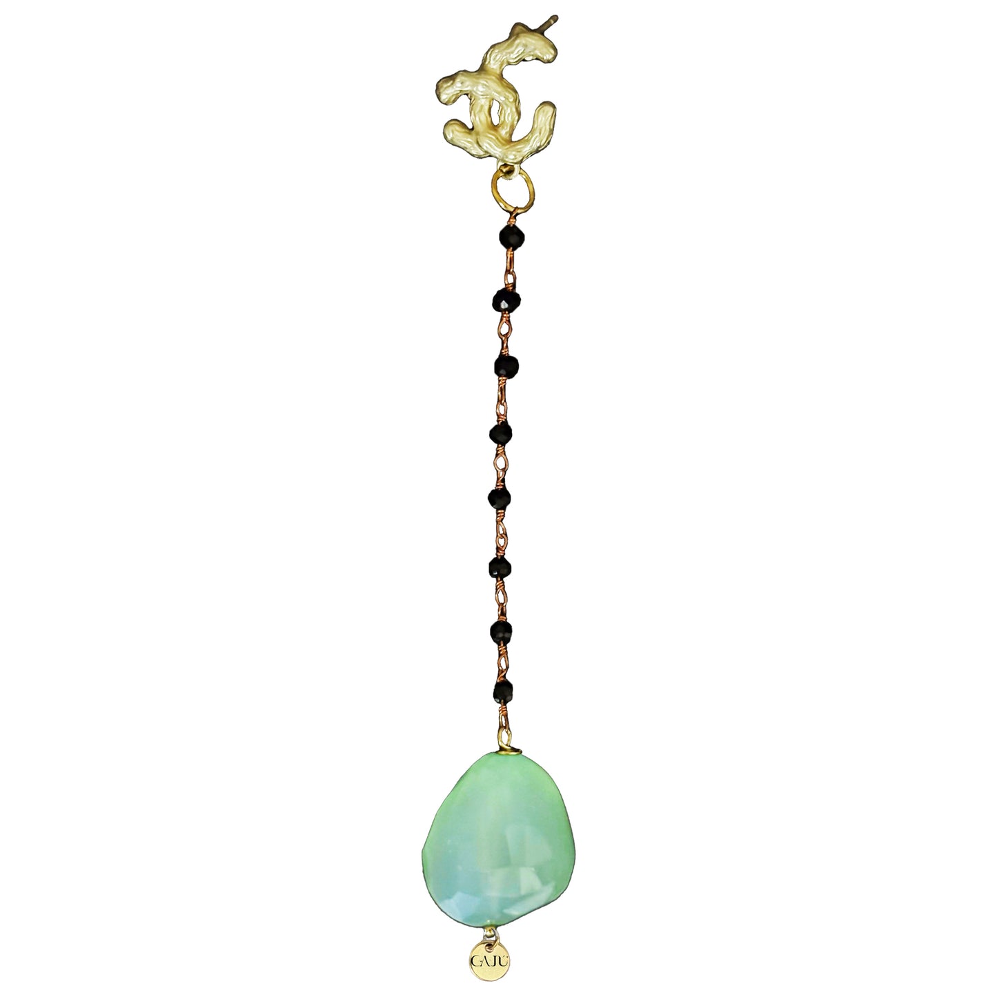 Imerovigli Earrings - Raw Tourmaline & Onyx