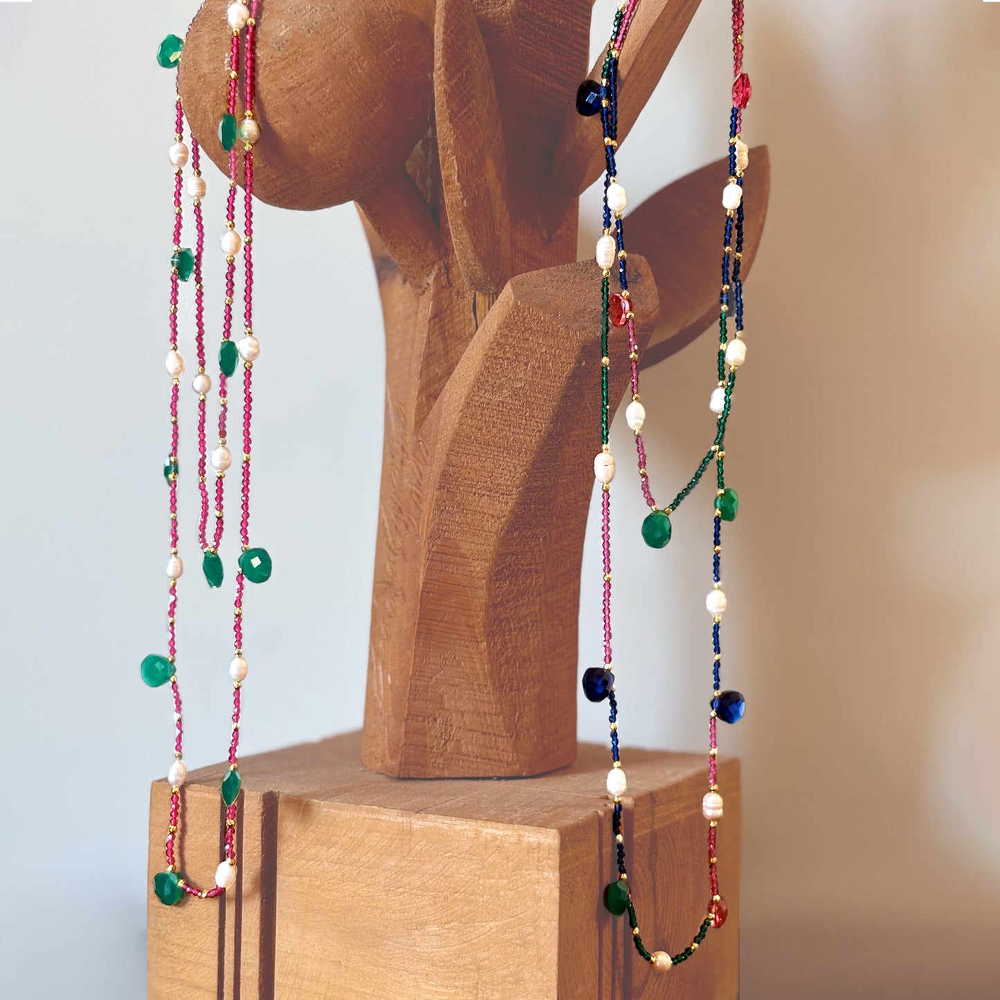 Kamari Necklace - Raw Emerald & Tourmaline