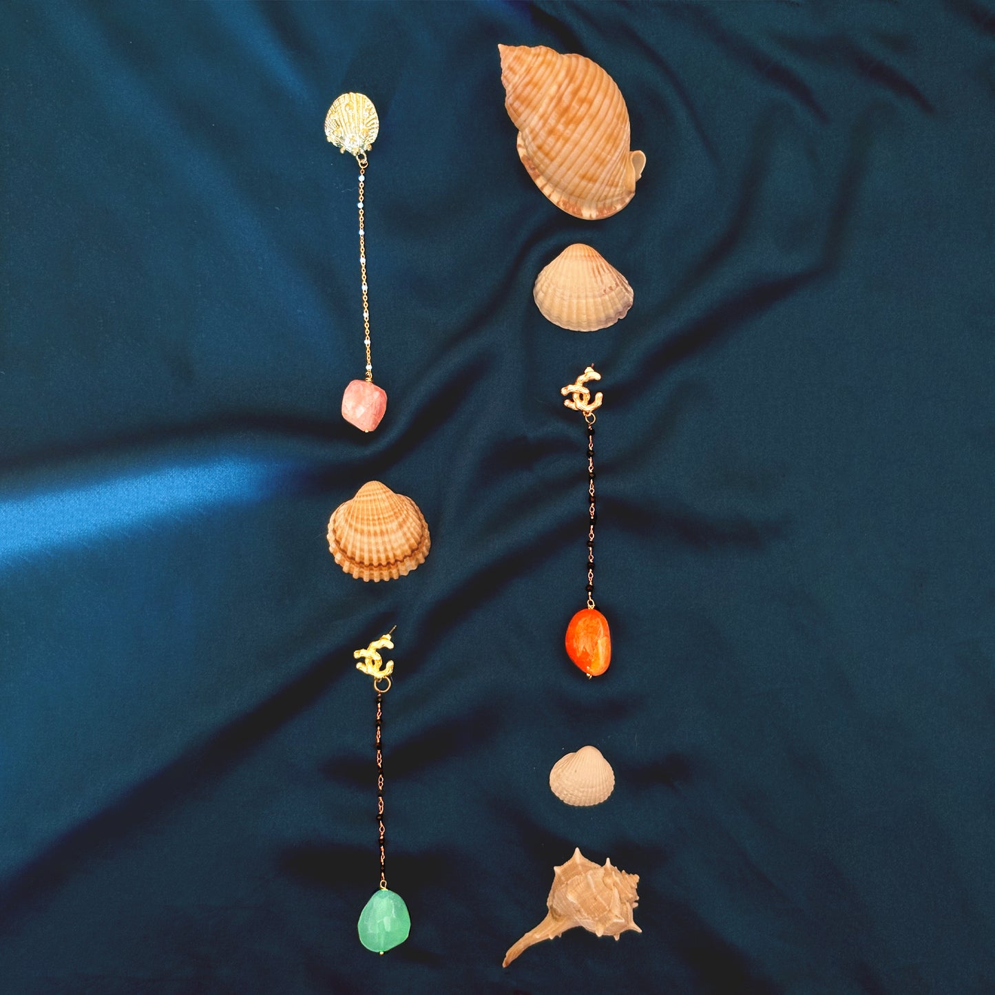 Imerovigli Earrings - Raw Rose Quartz & Topaz