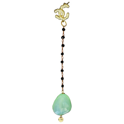 Imerovigli Earrings - Raw Tourmaline & Onyx