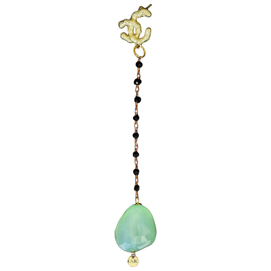 Imerovigli Earrings - Raw Tourmaline & Onyx