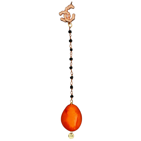 Imerovigli Earrings - Raw Carnelian & Onyx