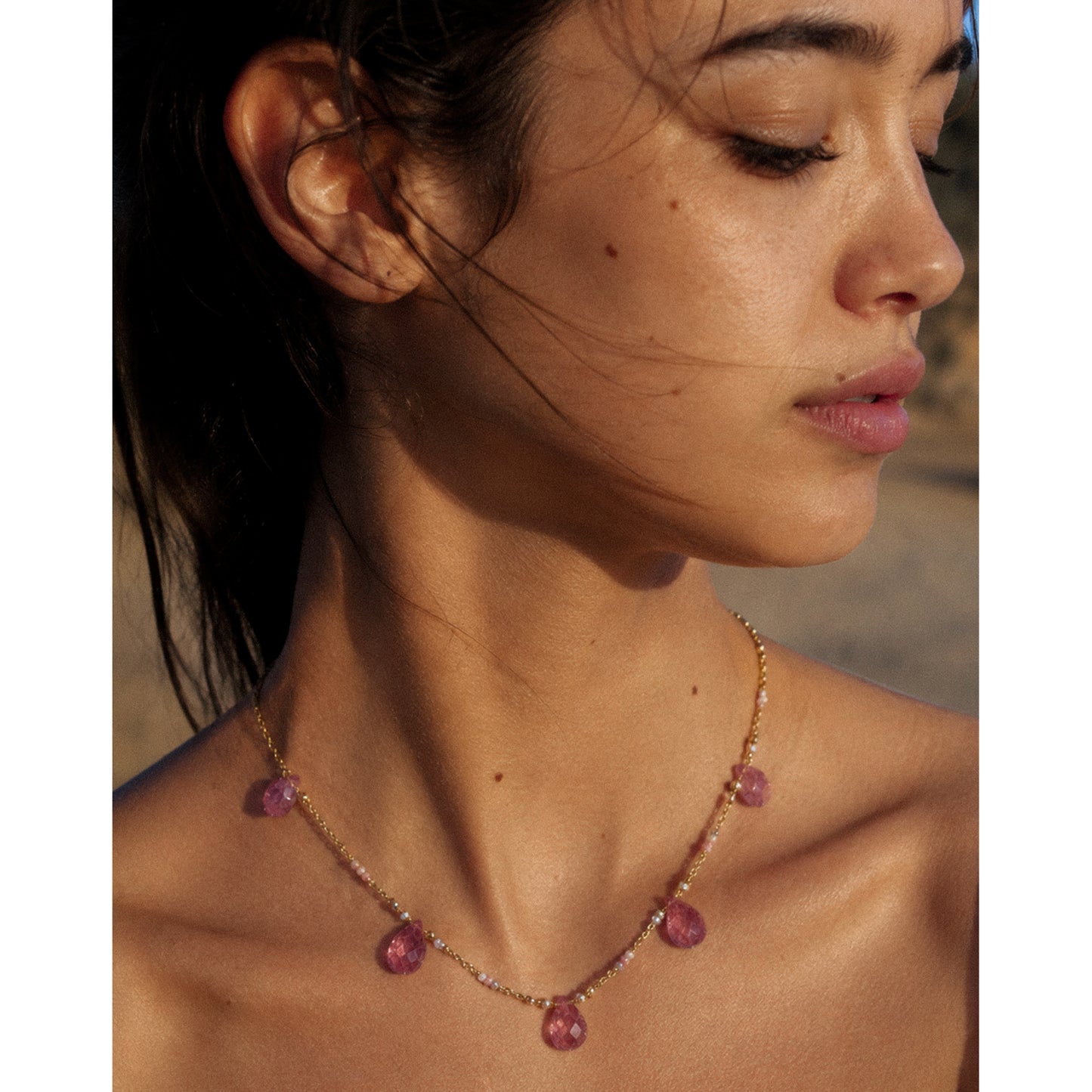 Kamari Petite - Raw Rose Quartz
